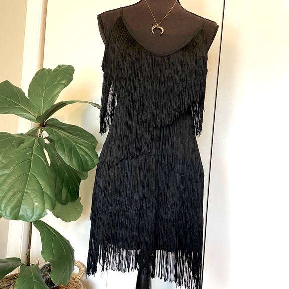 Vintage Dresses & Skirts - Vintage Tassel Flapper Dress | Little Black Dress